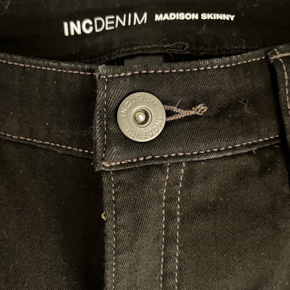 INC Denim Madison Skinny Black Jeans